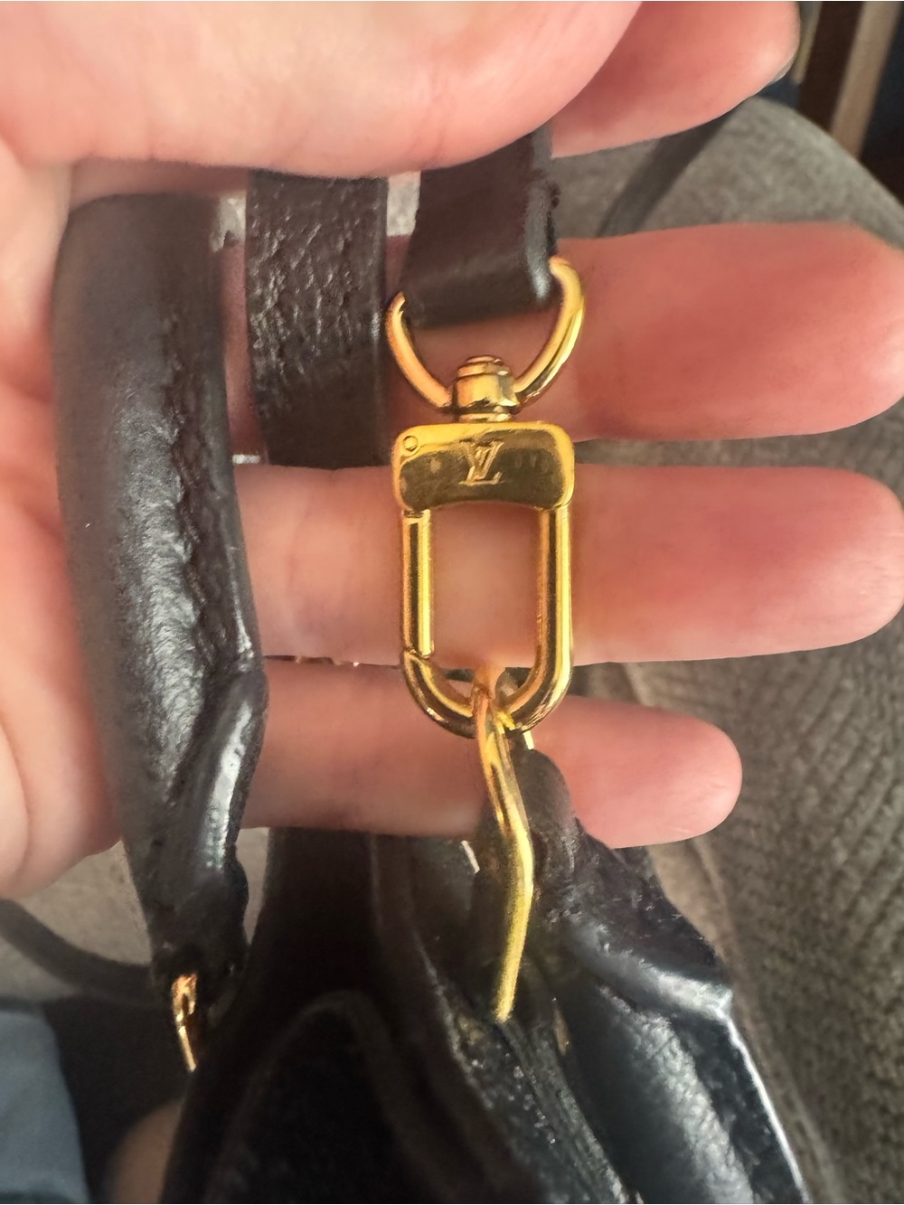 Louis Vuitton Black Mini Tote with Beige Monogram Accents - Picture 11 of 12